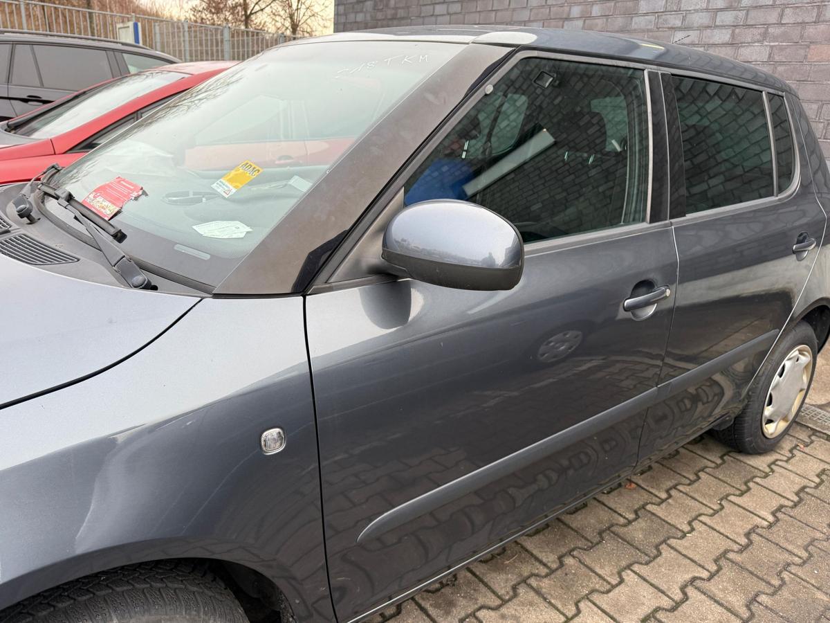 Skoda Fabia 2 5J original T&uuml;r vorn links LF8J Anthrazitgrau Rohbau BJ09